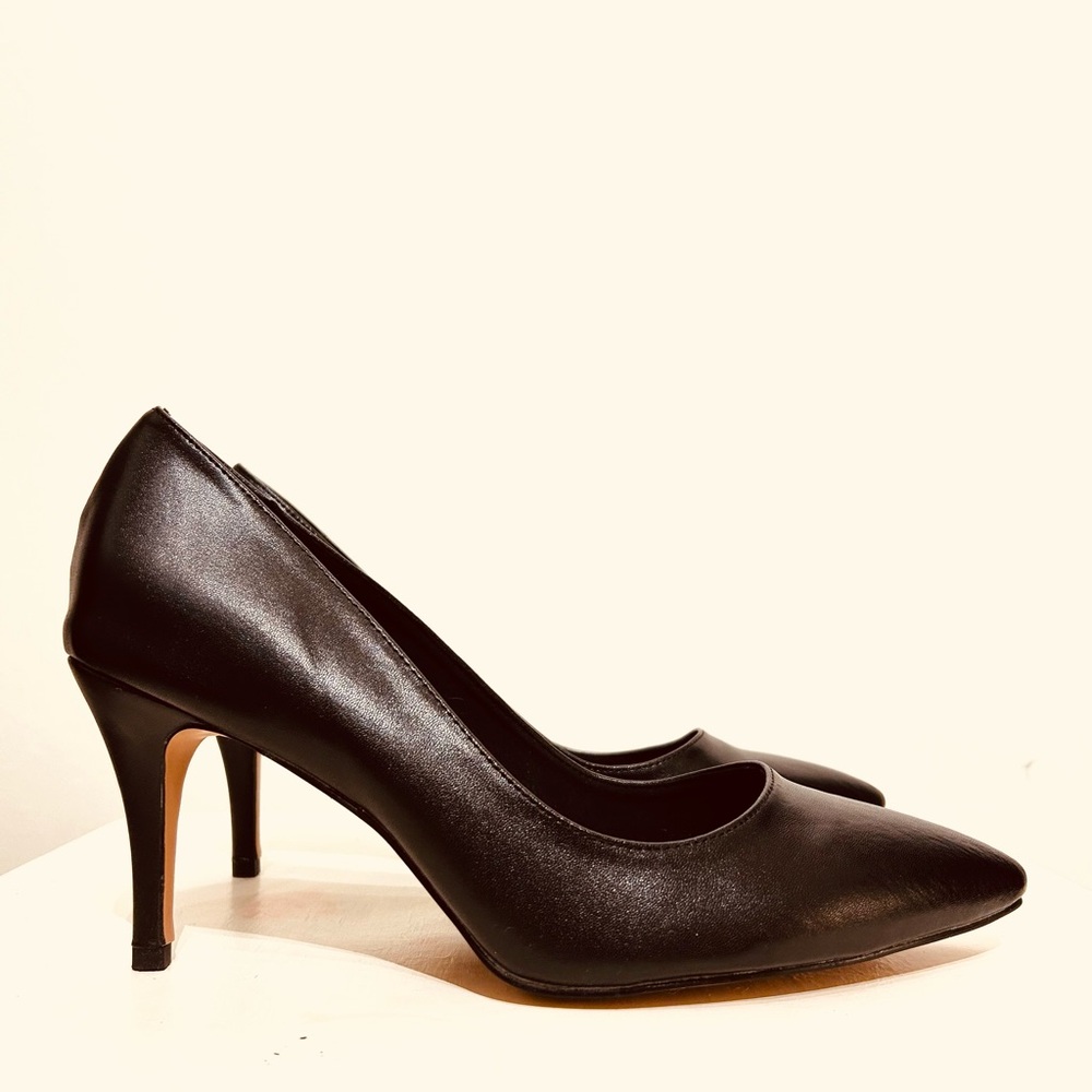 Sleek Black Leather Heels